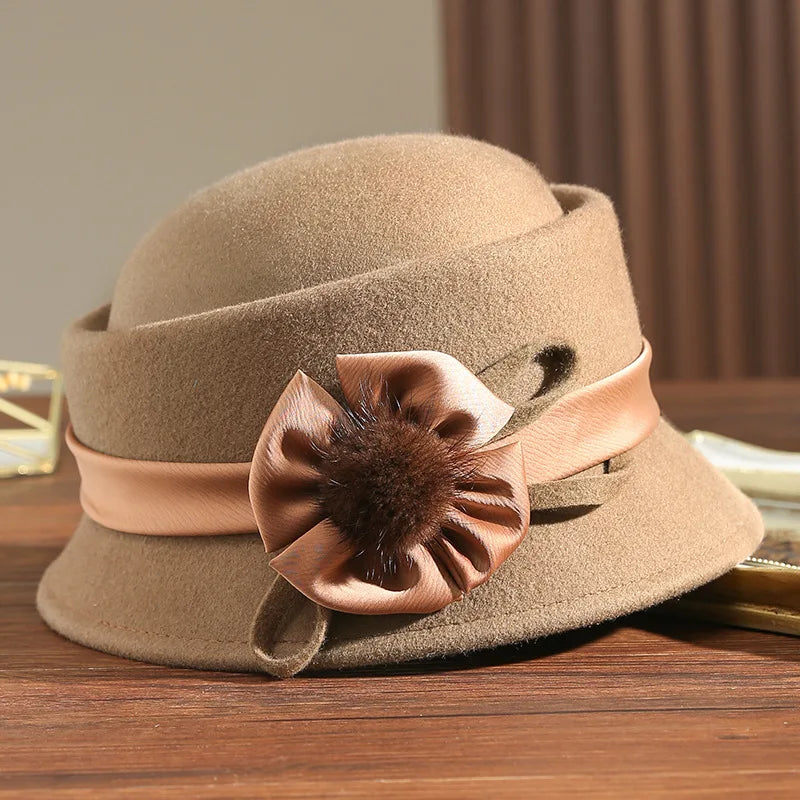 Chapeau Melon Cloche Femme Épais Noeud