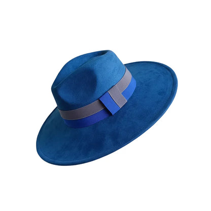 Chapeau Fedora Suédine – Bord Large et Ruban Contrasté