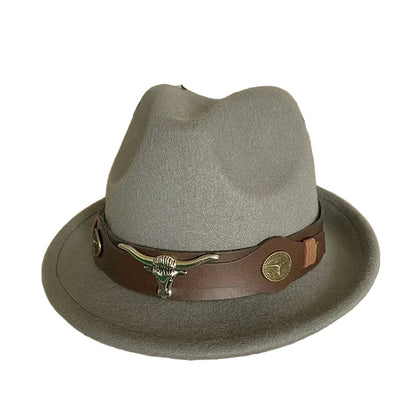 Chapeau Fedora Feutre – Bande Cuir Décor Longhorn