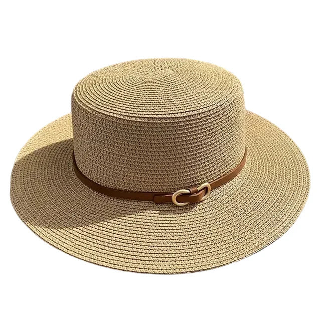Chapeau de Paille – Ruban Cuir Boucle Métal