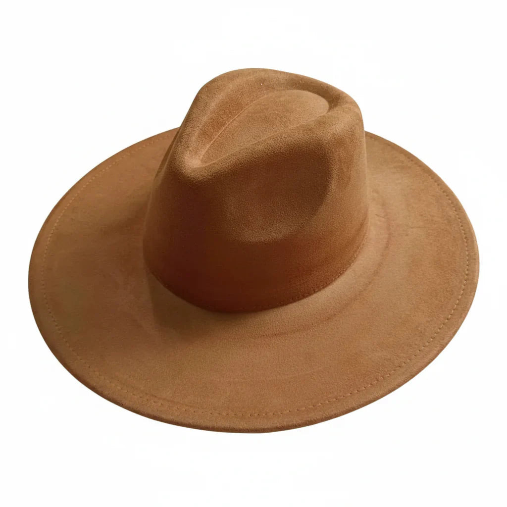Chapeau Fedora Suédine – Bord Large et Bande Fine
