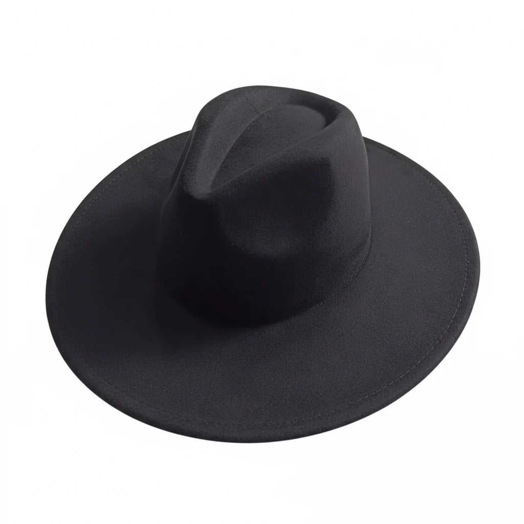 Chapeau Fedora Suédine – Bord Large et Bande Fine