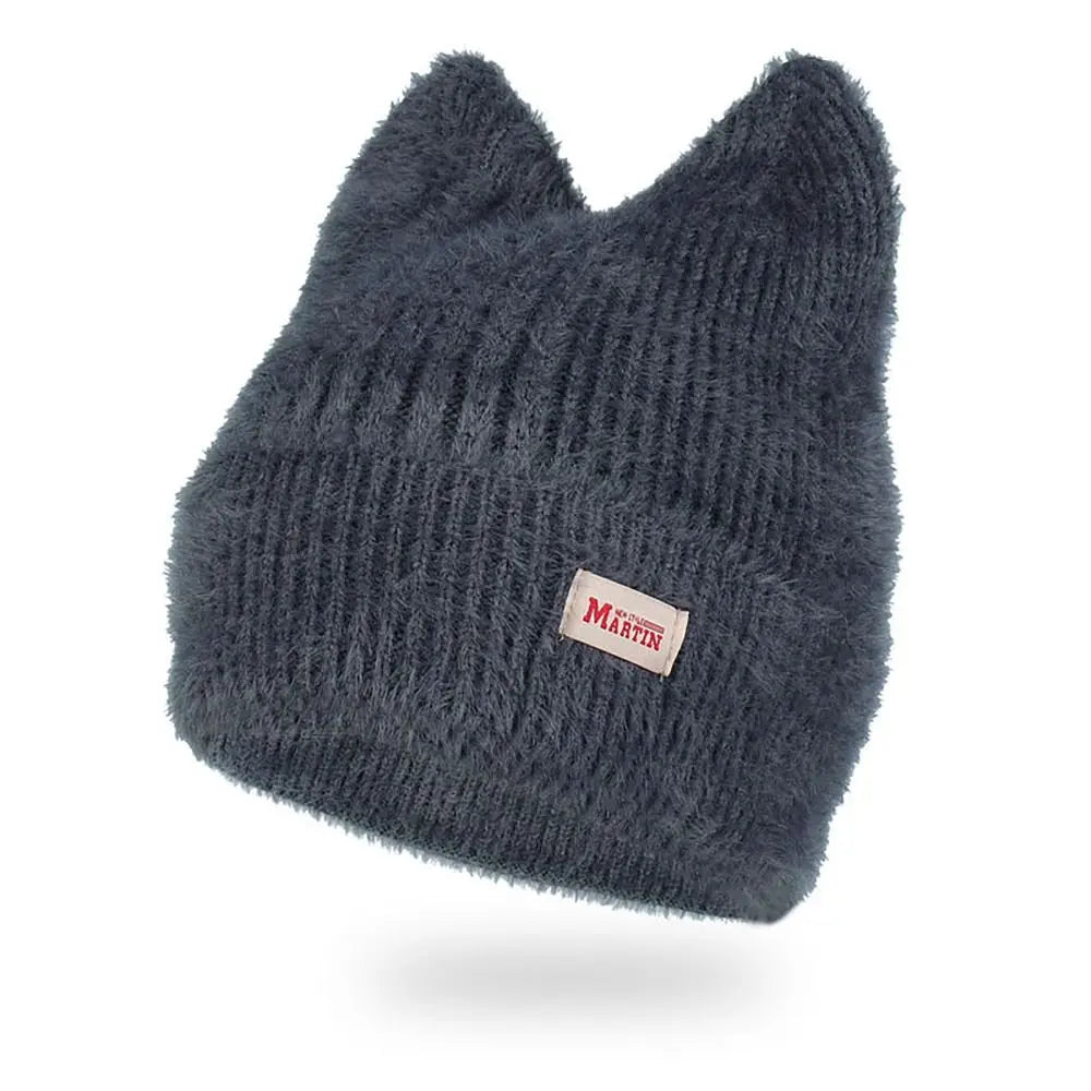 Bonnet Femme Tricoté avec Oreilles de Chat – KittyFluff