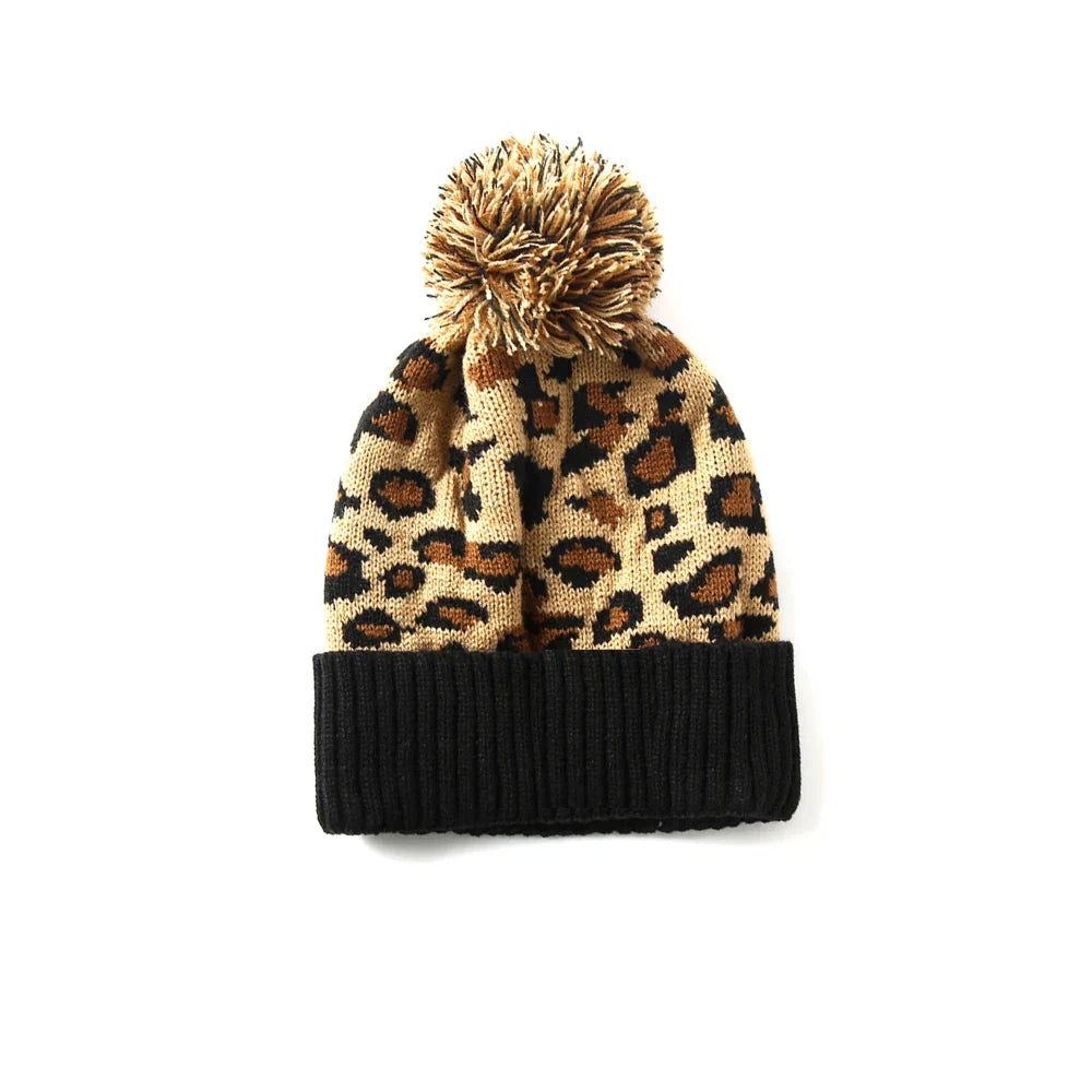 Bonnet Femme Léopard avec Pompon - WildPom