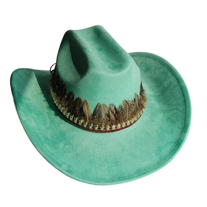 Chapeau Cowboy Feutré – Bande Plumes Décoratives