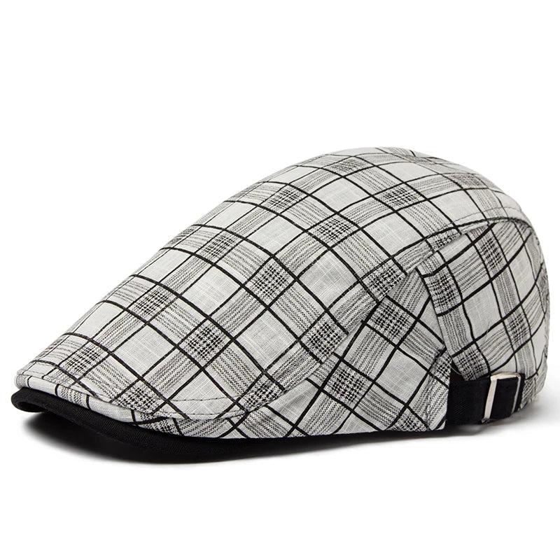 Béret Homme Réglable en Coton avec Motif Carreaux - Pixel
