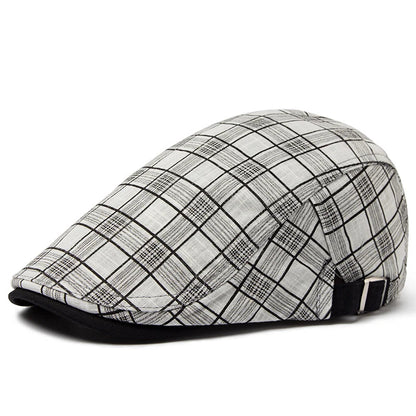 Béret Homme Réglable en Coton avec Motif Carreaux - Pixel