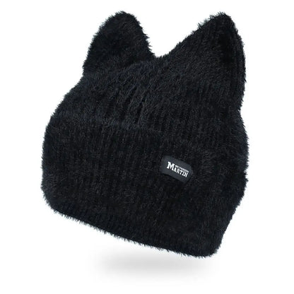 Bonnet Femme Tricoté avec Oreilles de Chat – KittyFluff