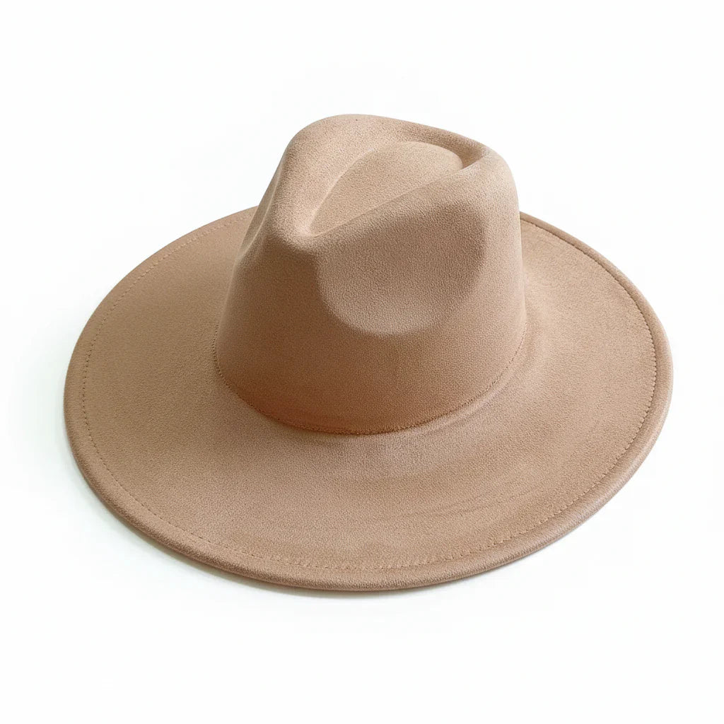 Chapeau Fedora Suédine – Bord Large et Bande Fine
