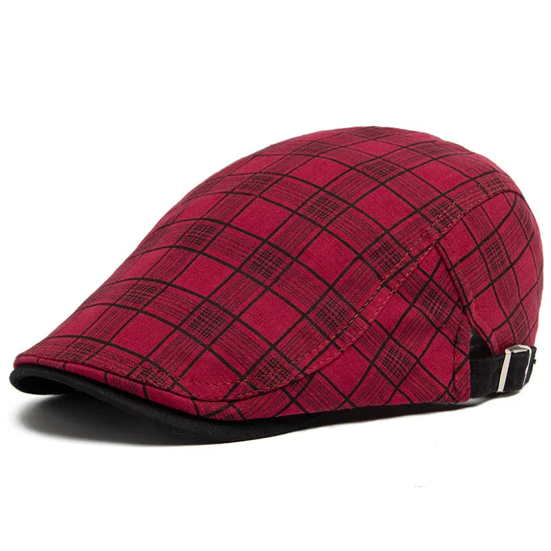 Béret Homme Réglable en Coton avec Motif Carreaux - Pixel