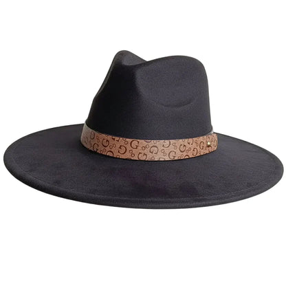 Chapeau Fedora Effet Suédine – Bandeau Motif Graphique