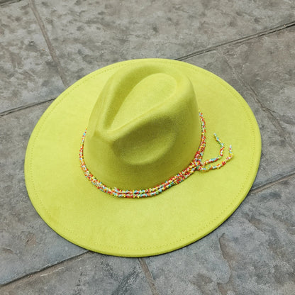 Chapeau Fedora – Texture Suédée avec Cordon Perlé