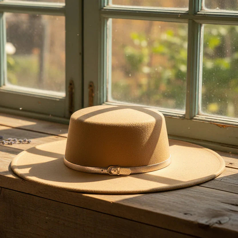 Chapeau Fedora Coton avec Bande Boucle Métallique