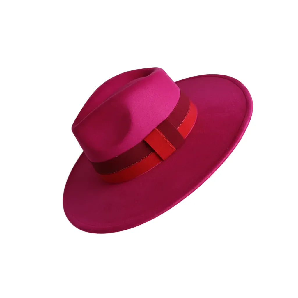 Chapeau Fedora Suédine – Bord Large et Ruban Contrasté