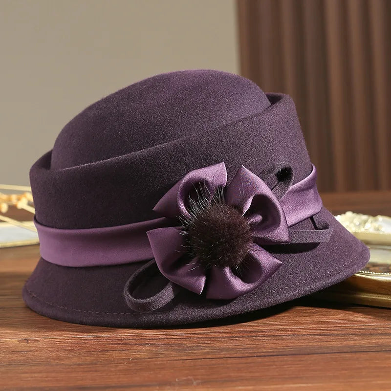 Chapeau Melon Cloche Femme Épais Noeud