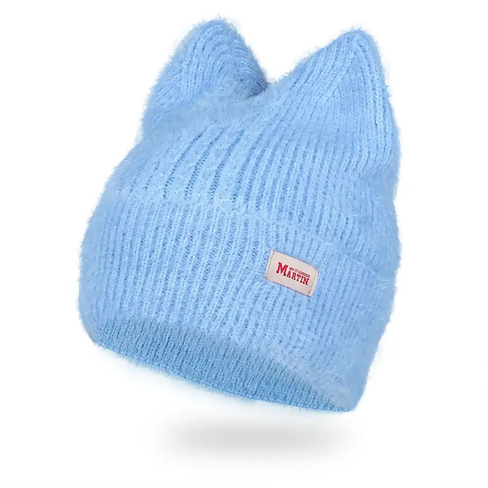 Bonnet Femme Tricoté avec Oreilles de Chat – KittyFluff