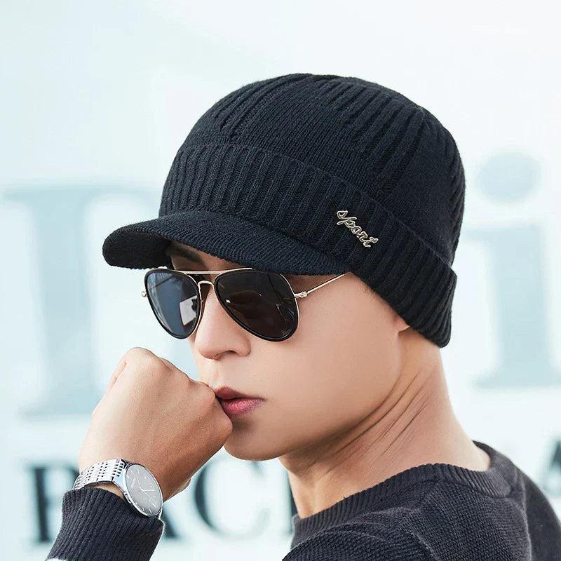 Bonnet Casquette Noir en Maille - KnitCap Elite