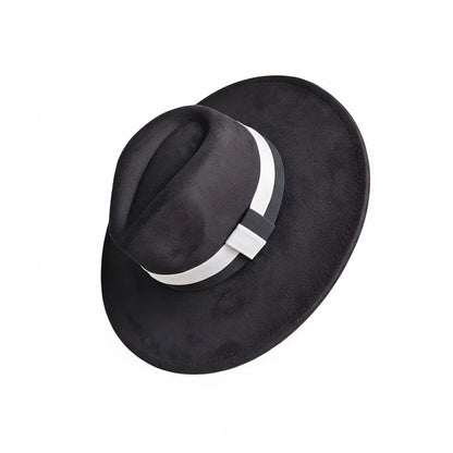 Chapeau Fedora Suédine – Bord Large et Ruban Contrasté