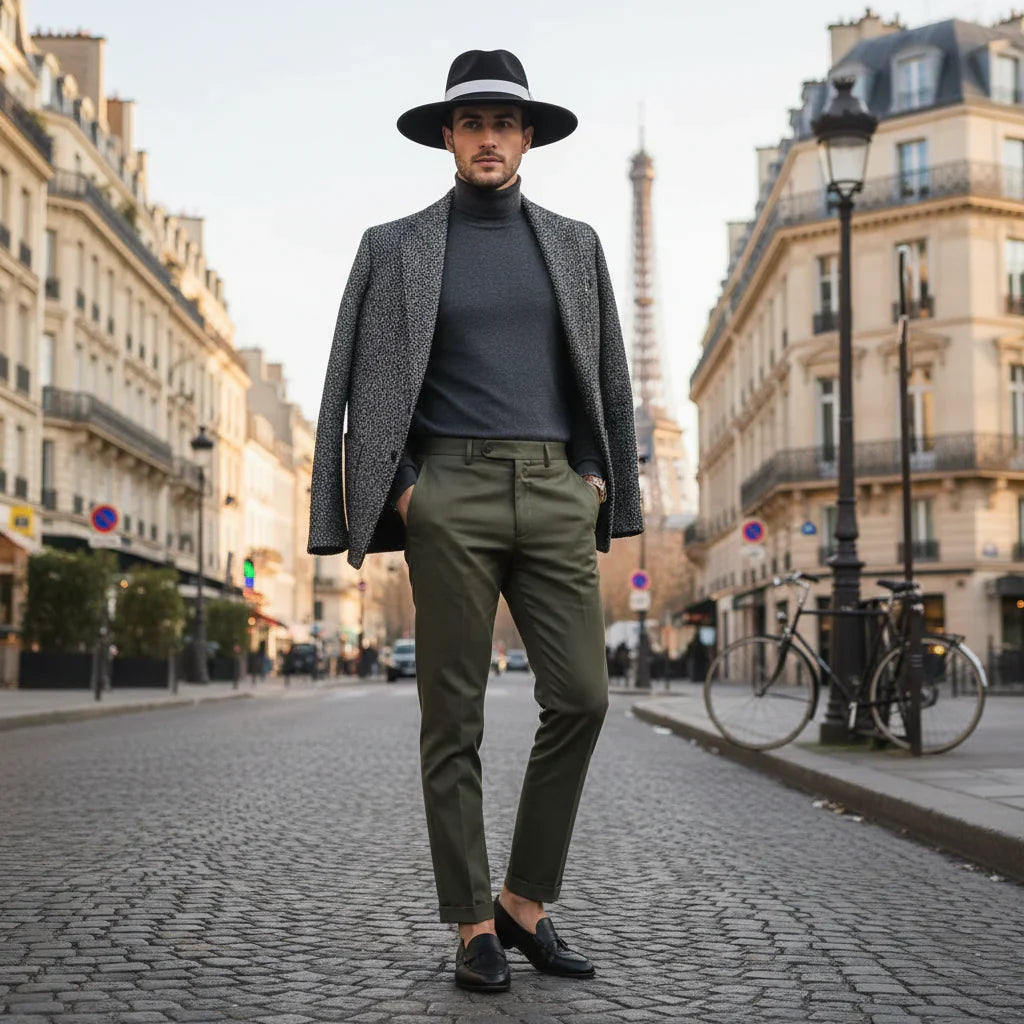Chapeau Fedora Suédine – Bord Large et Ruban Contrasté