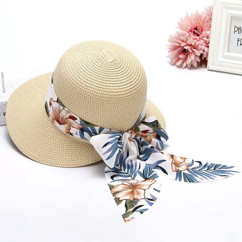 Chapeau de Paille à Larges Bords – Ruban Fleuri Tropical