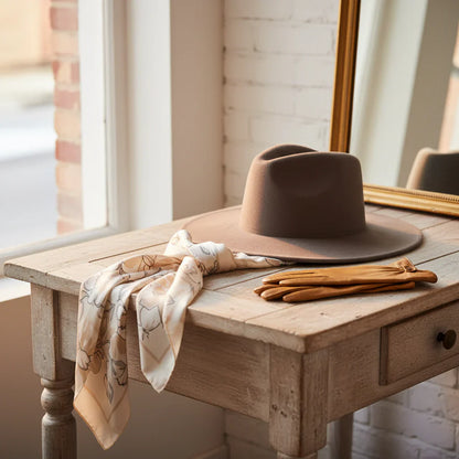 Chapeau Fedora Suédine – Bord Large et Bande Fine
