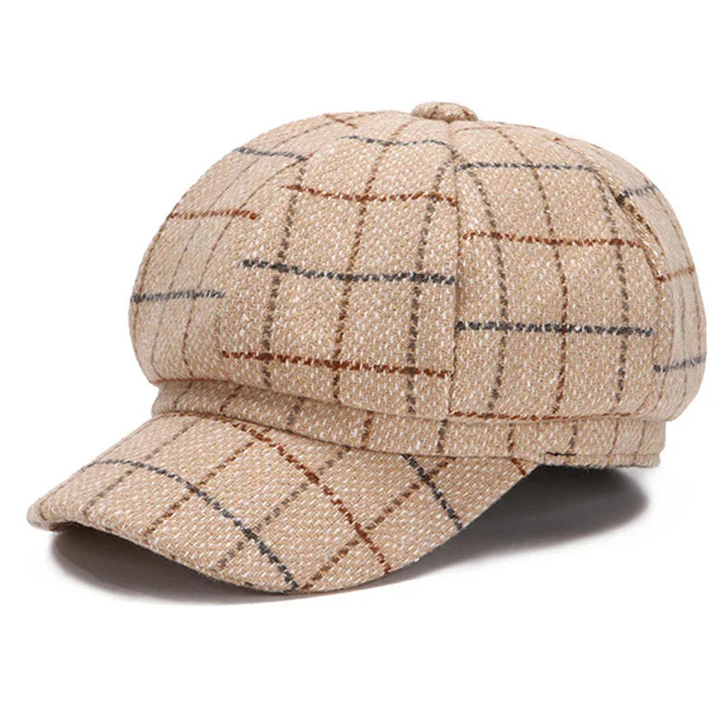 Béret Casquette Gavroche Femme à Carreaux - Gridin
