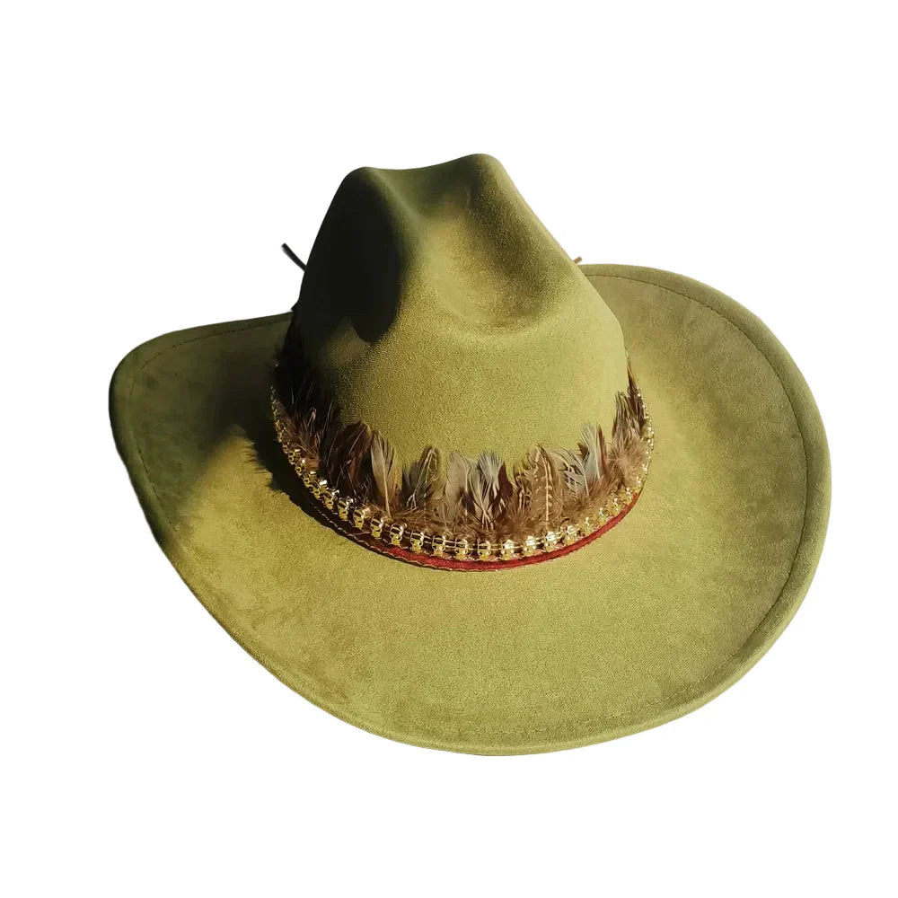 Chapeau Cowboy Feutré – Bande Plumes Décoratives