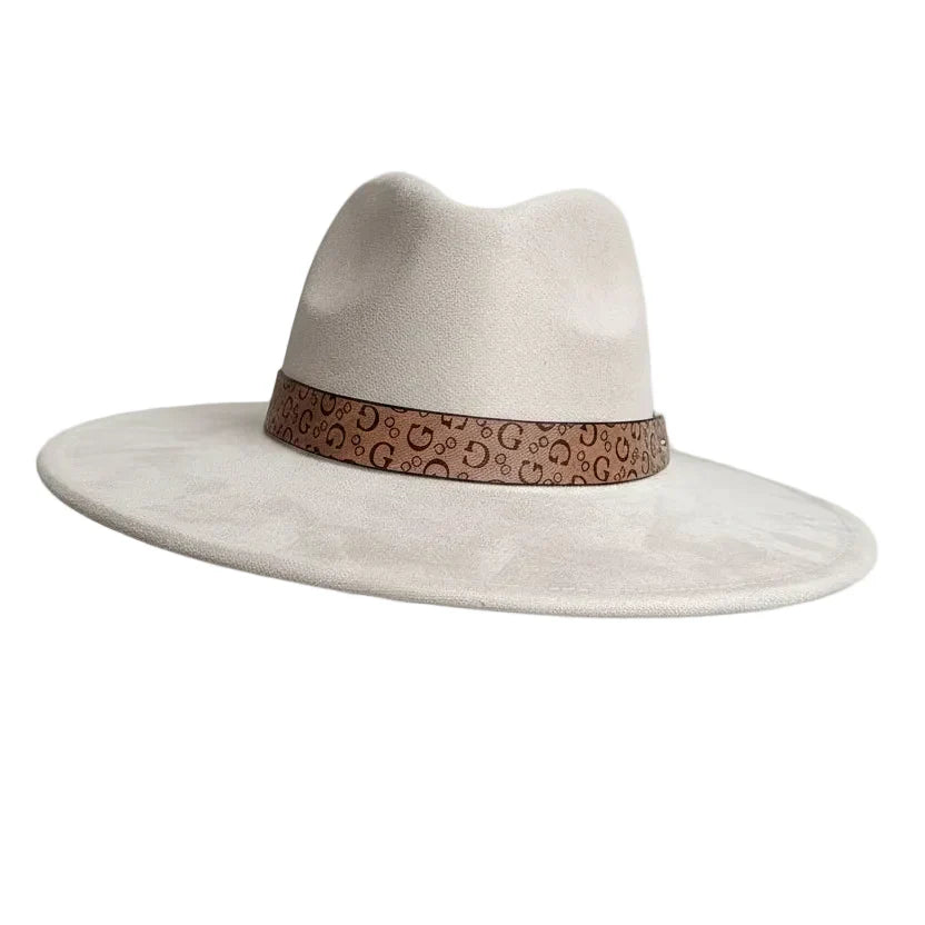 Chapeau Fedora Effet Suédine – Bandeau Motif Graphique