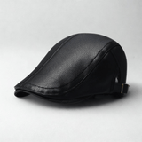 Béret Casquette Homme Cuir Noir