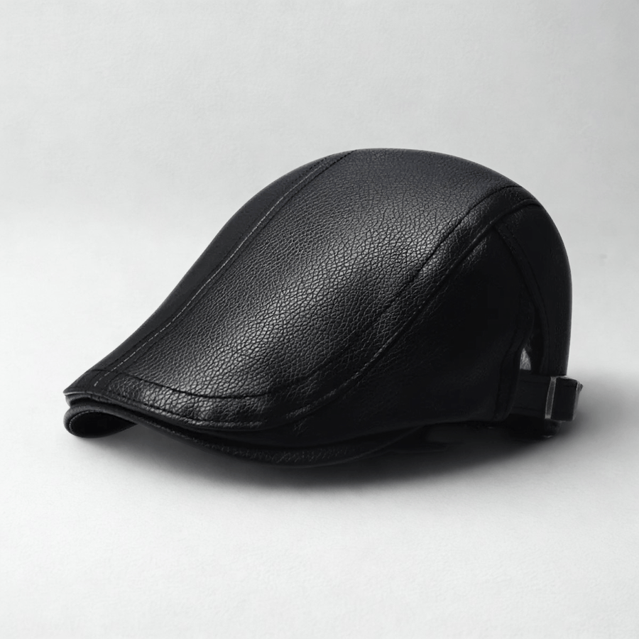 Béret Casquette Homme Cuir Noir