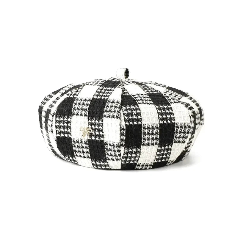 Béret Femme Coton à Carreaux