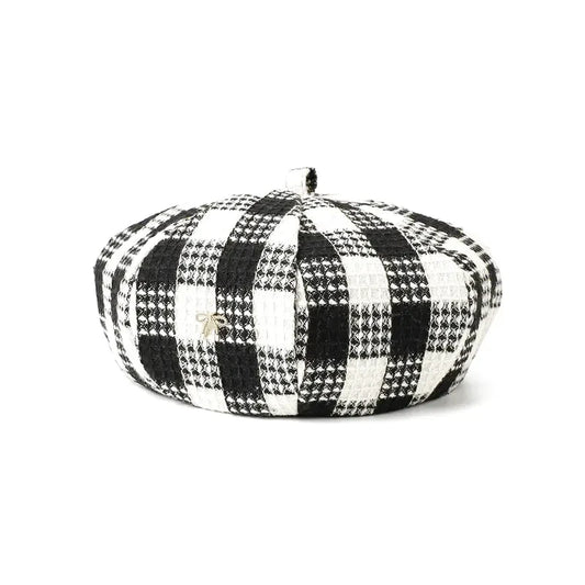 Béret Femme Coton à Carreaux