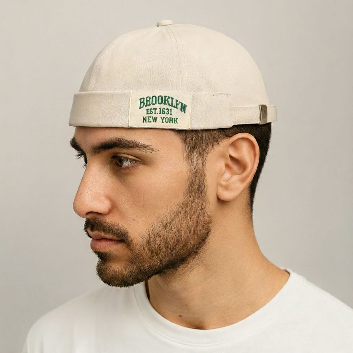 Bonnet Casquette Blanc Homme Beige