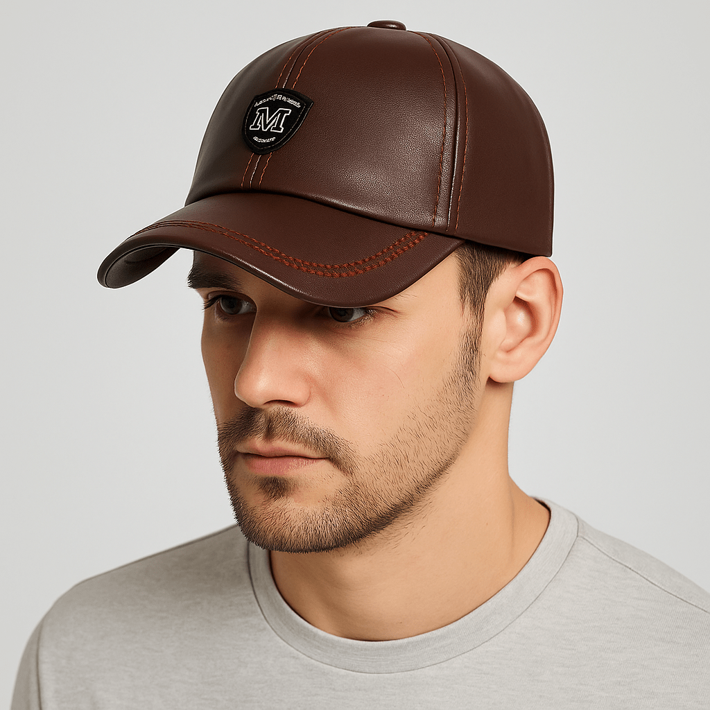 Casquette Baseball Cuir Homme Marron