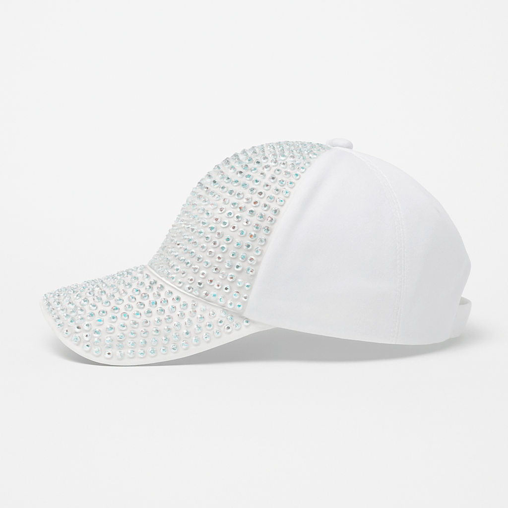 Casquette Femme Été à Strass Blanc