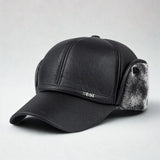 Casquette Homme Hiver Cuir Gris