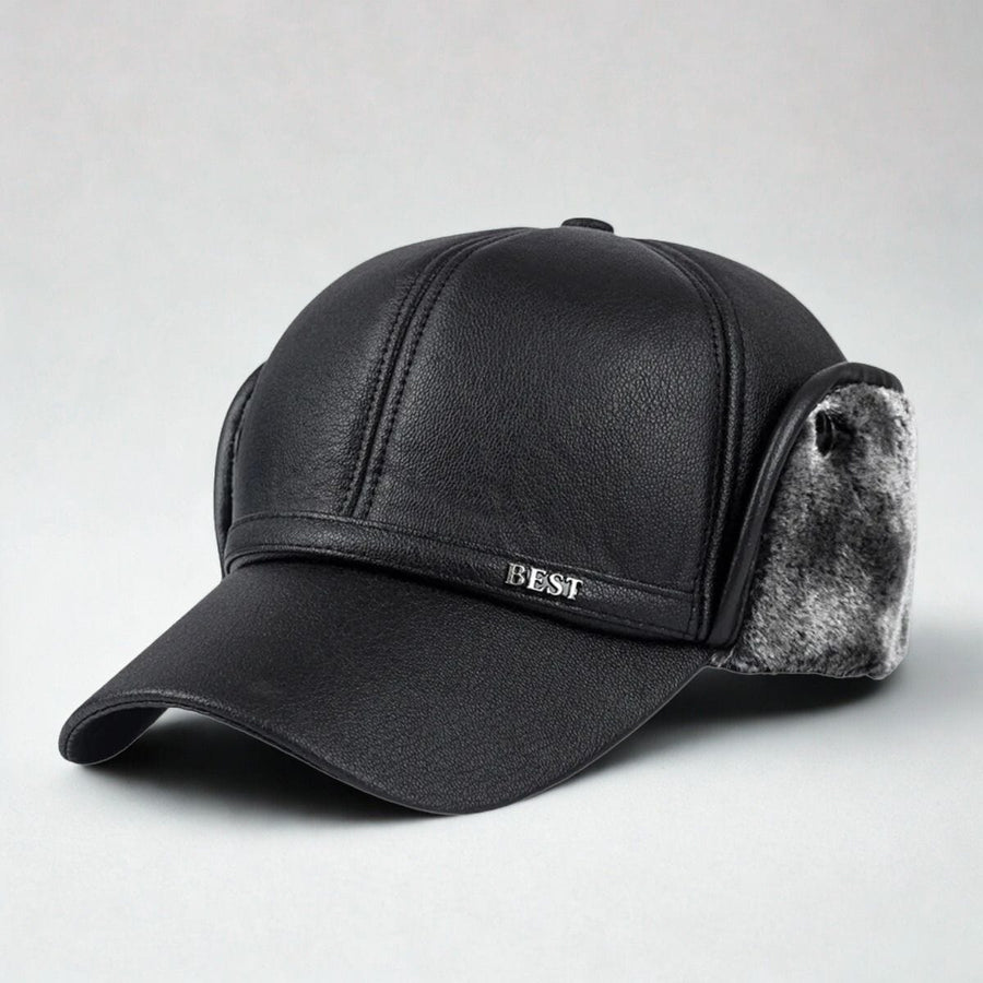 Casquette Homme Hiver Cuir Gris