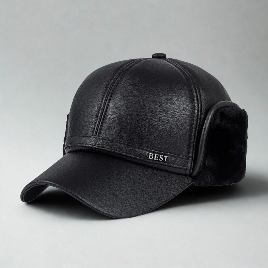 Casquette Homme Hiver Cuir Noir