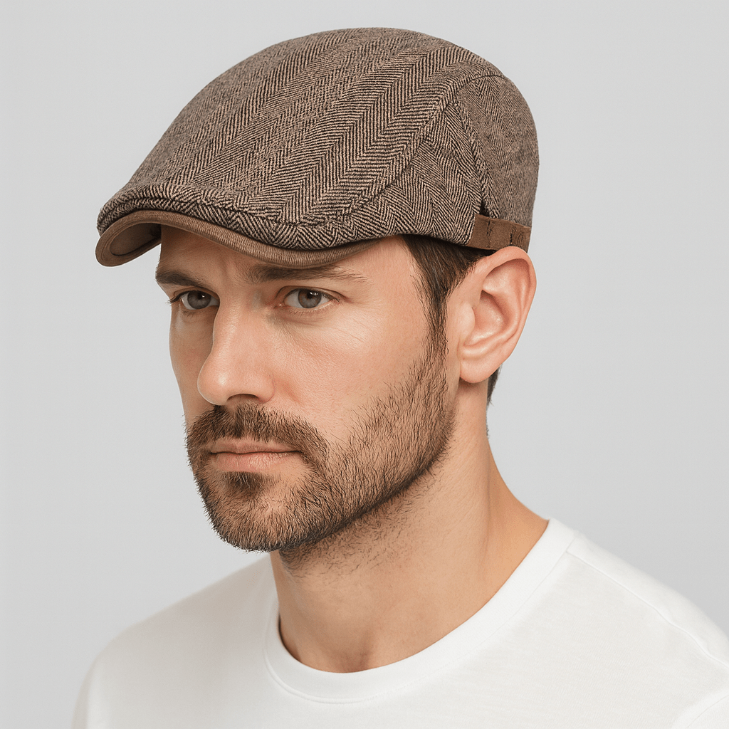 Casquette Plate Béret Homme Marron