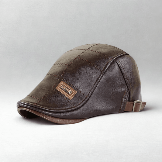Casquette Plate Cuir Homme Marron