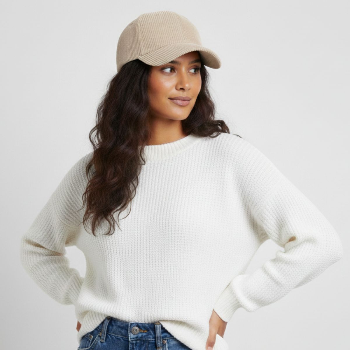 Casquette Velour Beige Femme