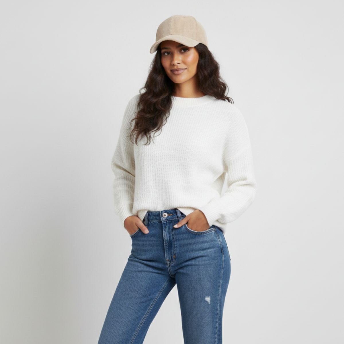 Casquette Velour Beige Femme